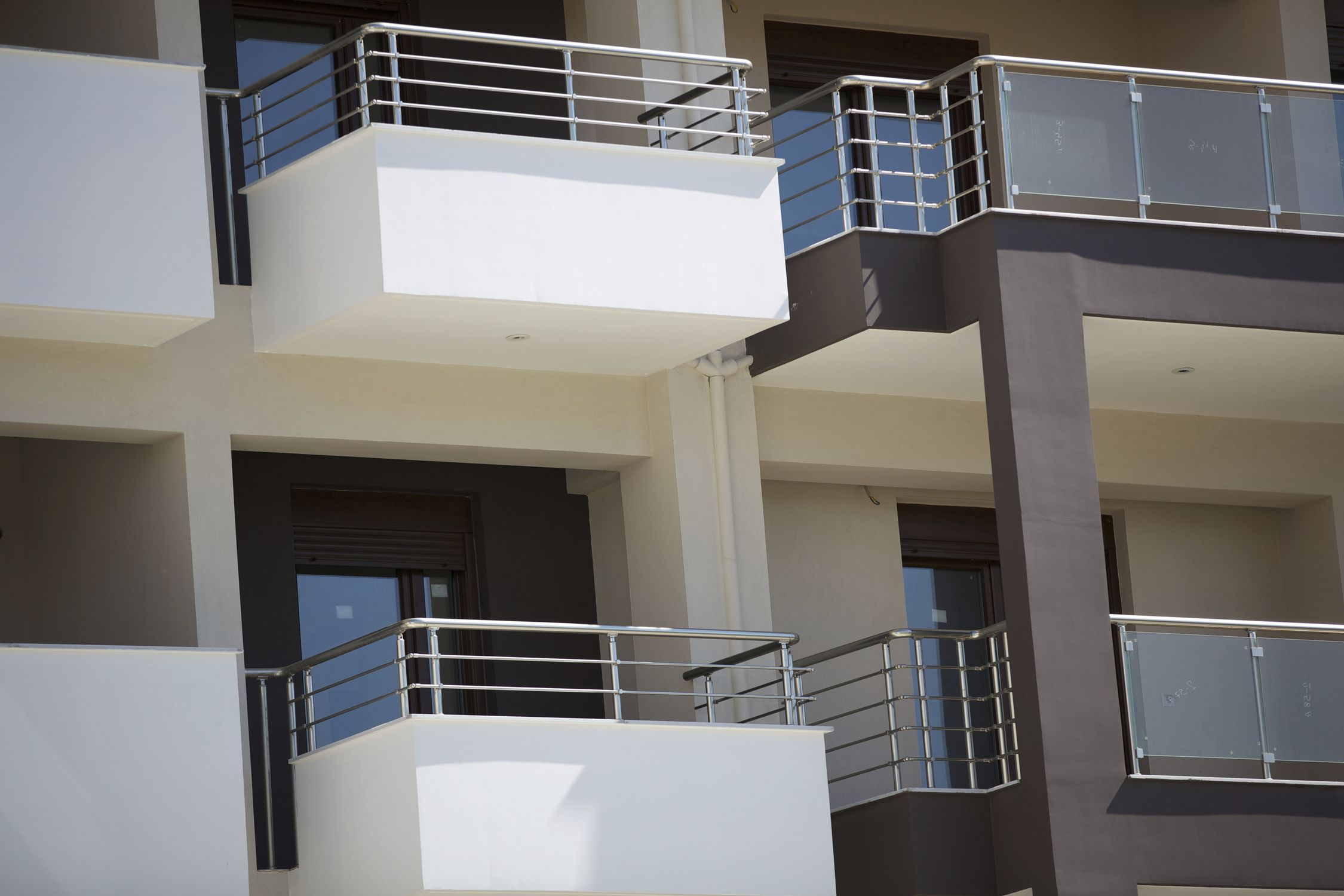 Outdoor railing / stainless steel / entrance with bars