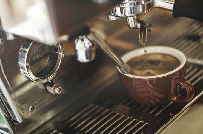 Closeup of coffee machine
